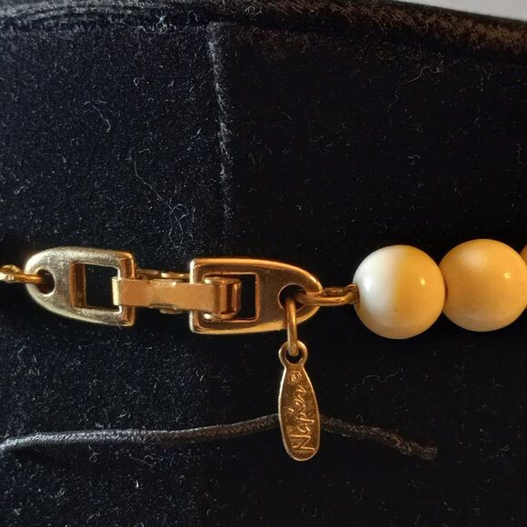 Napier Bead & Gold Tone Metal/Enamel  Necklace - Picture 3 of 6